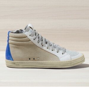 Women’s P448 Stylish High-Top Sneakers in Gray, Tan,‎ and Blue Suede Skate 38